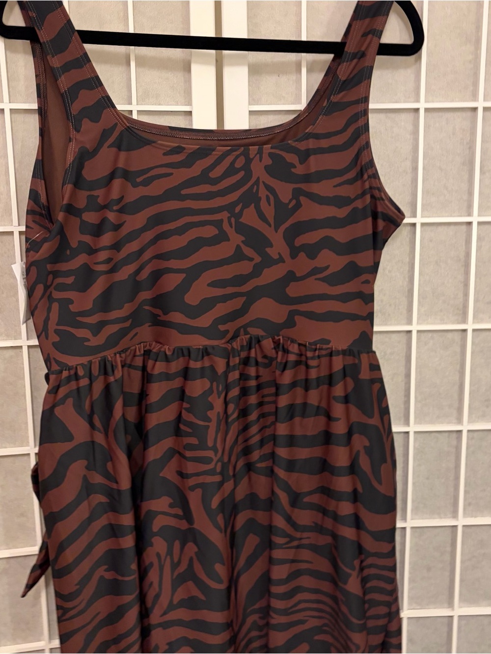 Old Navy Brown and Black Zebra-Print Matte Side Tie Swim Dress - Picture 5 of 14
